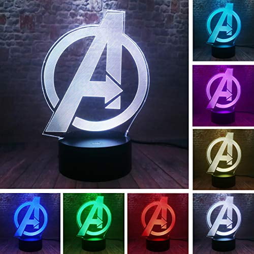 avengers symbol logo marvel comics night light the marvel avengers 4 endgame sign model figuras 3d illusion led usb touch colourful light up