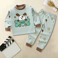 thumbnail image 2 of Caqnni Toddler Baby Boy Clothes Boy Fall Winter Outfit Long Sleeve Letter Sweatshirt Plaid Jogger Pants Set for 0 6 12 18 24 M 1t 2t 3t 4t 5t Pajamas & Dailywear Setï¼3-4 Years, 2 of 3