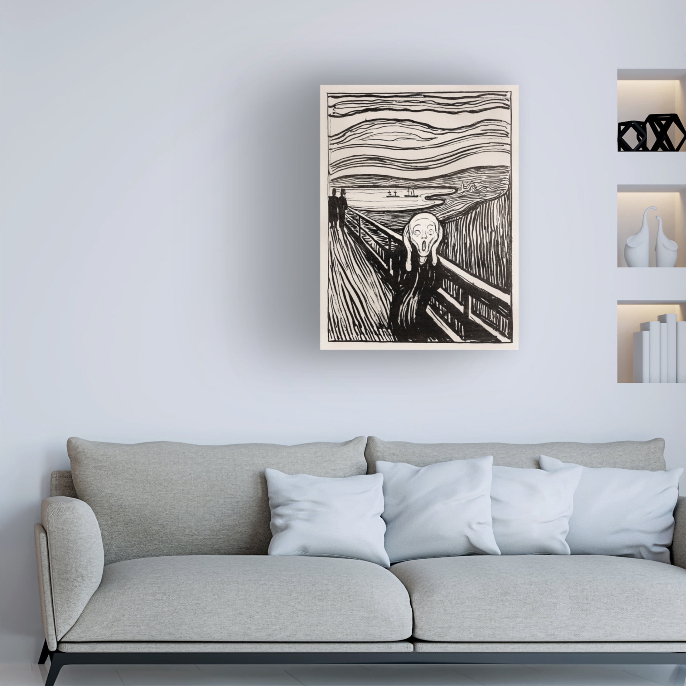 Trademark Fine Art Pictufy  Skriet The Scream Mono Canvas Wall Art