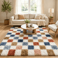 thumbnail image 2 of ZRSDIXK 5'x8' Large Shag Area Rugs for Living Room Bedroom Dining Room Plush Pile Soft Checkered Fluffy Geometric Modern Indoor Carpets Rugs,Multicolor, 2 of 12