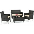 thumbnail image 2 of Costway 4 Metal Breathable Outdoor Conversation Sets with Loveseat and Table, Brown/Beige, 2 of 9