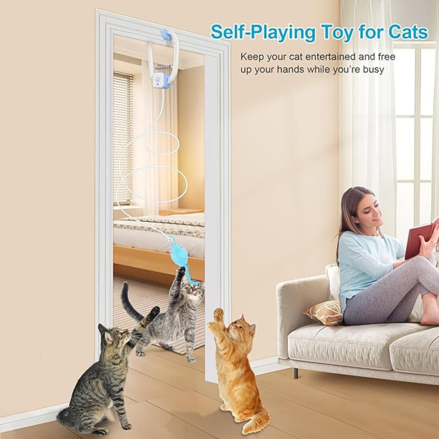 Remote Control Cat Toy Electric Bouncing Mouse Yo Yo with Door Clip for Active Cats Playtime
