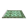 thumbnail image 2 of Ahgly Company Machine Washable Indoor Round Oriental Turquoise Blue Traditional Area Rugs, 8' Round, 2 of 4