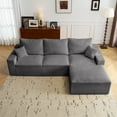 thumbnail image 2 of 110" Modular Sectional Sofa with 1100LBS Bearing, Full-Compression L-Shaped Sofa with Deep Seat and Ottoman, 3-Seater Corduroy Cloud Couch for Living Room, Grey, 2 of 7
