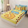 thumbnail image 2 of Homewish Light Blue Dripping Baseball Stitch Waffle Letter S Graphic Zipper Twin Comforter Sets with Fitted Sheet and 2 Pillowcases,Alphabet Graphic Zipper Bedding Set,4-Piece, 2 of 6