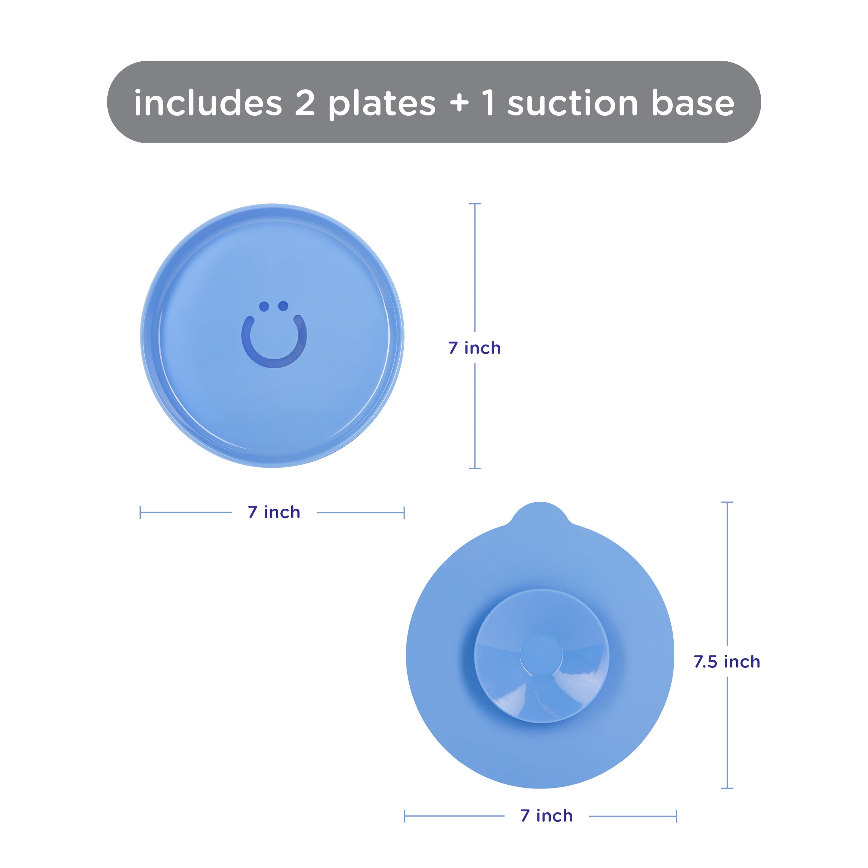 Ubbi Suction Plate Set with Interchangeable Suction Base for Babies and Toddlers, Polaris Blue