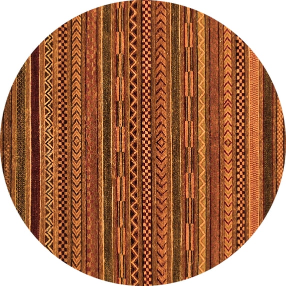 Ahgly Company Indoor Round Oriental Orange Modern Area Rugs, 4' Round