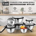 thumbnail image 6 of Walchoice Mixing Bowls Set of 7, Stainless Steel Prep Bowls with Airtight Clear Lids, Metal Nesting Salad Bowls for Cooking Serving Storing, Dishwasher Safe, 4.6/ 3.5/ 2.6/ 2/ 1.5/ 1/ 0.7 QT - Black, 6 of 7