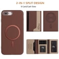 thumbnail image 3 of Allytechgroup Case for Apple iPhone 8 Plus/7 Plus, 2-in-1 Detachable Magnetic RFID Blocking Wallet Shell [Compatible with MagSafe] Stand PU Leather Cover with Credit Card Slots/Cash Pockets, Brown, 3 of 13