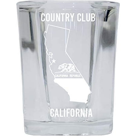 

Country Club California Laser Etched Souvenir 2 Ounce Square Shot Glass State Flag Design