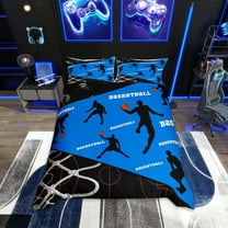 Basketball Duvet Cover Twin Sports Bedding Set Blue and Black Basketball Duvet Cover Basketball Quilt Cover Bedroom Decor,Ball Game Comforter Cover with 1 Pillowcase Cozy