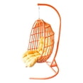 thumbnail image 2 of Sillon Colgante Galerias El Triunfo Tejido De Rattan Con Cojin Anaranjado, 2 of 5