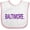 White and Pink, variant on Inktastic Baltimore in Purple Text Boys or Girls Baby Bib