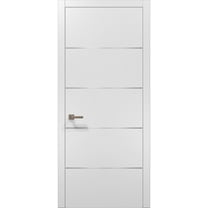 Modern Wood Interior Door with Hardware | Planum 0020 White Silk | Single Panel Frame Trims | Bathroom Bedroom Sturdy Doors-24" x 96"