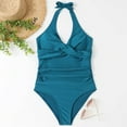 thumbnail image 2 of Aayomet One Piece Swimsuit Women V One Control Pieces Bathing Tummy Ruched Swimsuits Neck Swimwears (Navy, XL), 2 of 5