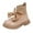 Khaki, variant on Girls Toddler Bow knot Ankle Boots Low Chunky Heel Side Zipper Cute Dress Booties Little Big Kid Black for Size 1