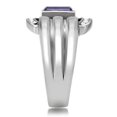 thumbnail image 5 of High polished (no plating) Stainless Steel Ring with Top Grade Crystal in Tanzanite for Women Tanzanite Stone Color Style TK181 Size 7, 5 of 7