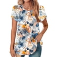 thumbnail image 2 of HAPIMO Women' Plus Size Crew Neck Tees Summer Tops for Women Flower Print Tops Flowy Casual Loose Elegant Pleated Blouses Fashion Clothes Dressy Tunic Multicolor M, 2 of 6