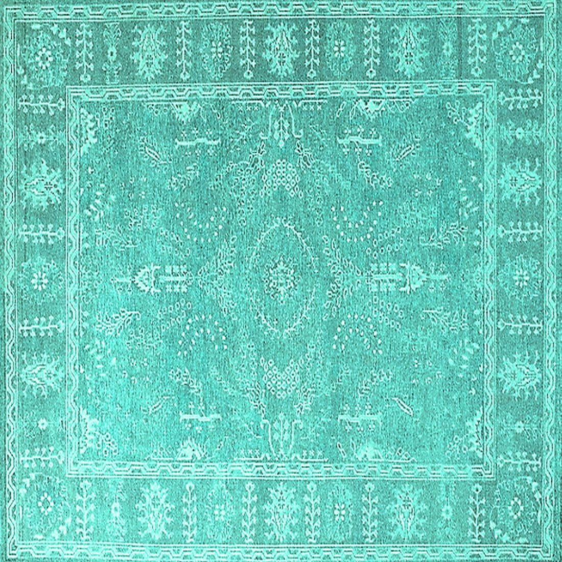 Ahgly Company Indoor Square Oriental Turquoise Blue Industrial Area ...
