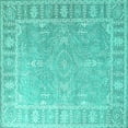 thumbnail image 1 of Ahgly Company Indoor Square Oriental Turquoise Blue Industrial Area Rugs, 3' Square, 1 of 4
