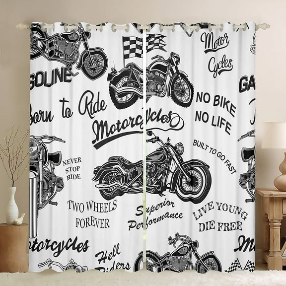Manfei Motorcycle Lover Black Out Curtains, Extreme Sports Curtains Pack of 2 (42x63 Each), Chic Dirt Bike Bedroom Curtains, Window Curtains Room Decor