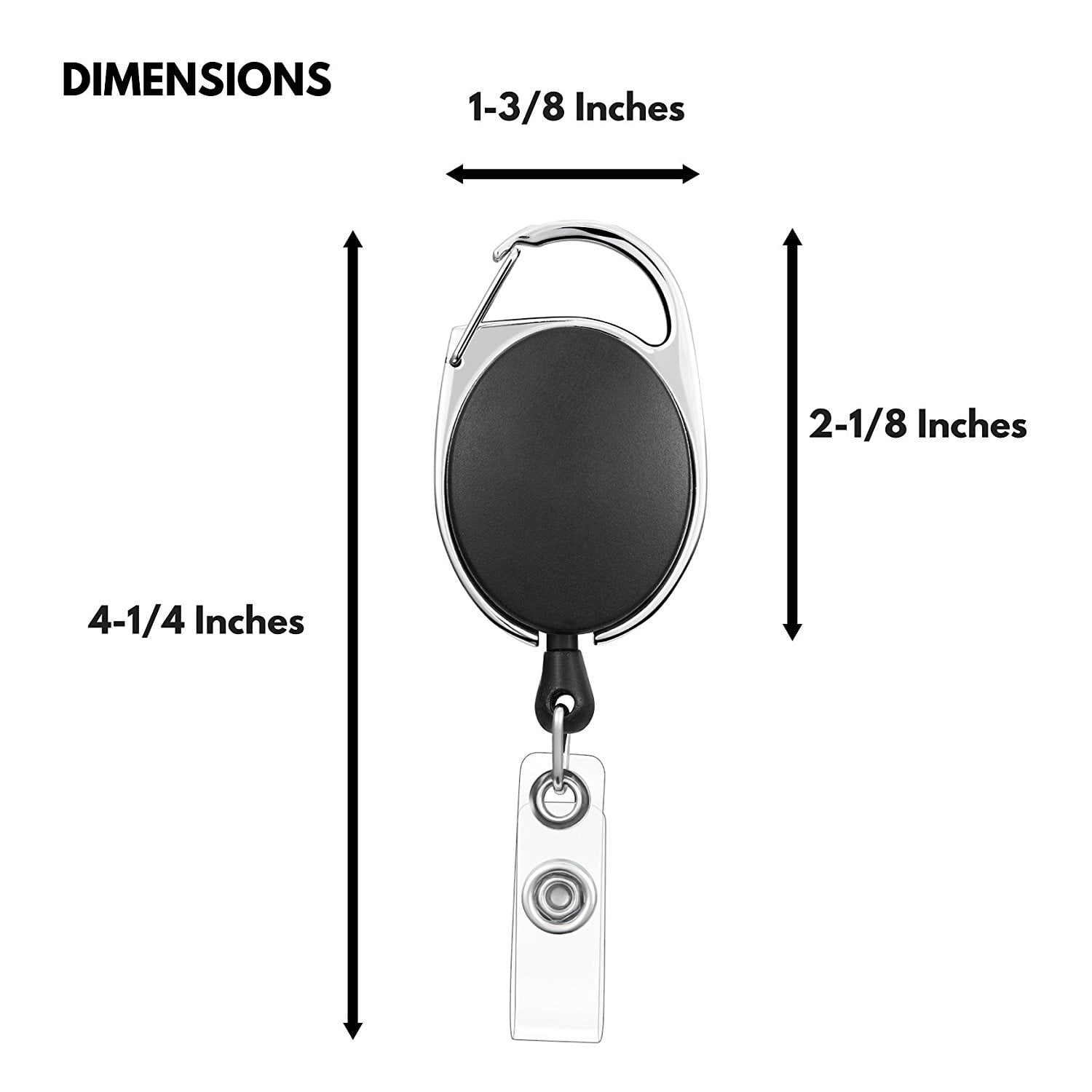 GOGO Wholesale Retractable Carabiner Badge Holder, ID Card Lanyard-Solid Black-50 Pcs