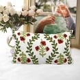 thumbnail image 3 of Floral Embroidered Summer Lumbar Decorative Throw Pillow Cover 12"x 20", Farmhouse Cottage Red Flowers Green Leaves Patterned Cotton Canvas Cushion Case for Sofa Couch Bed Living Room Decor, 3 of 7