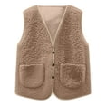 thumbnail image 5 of VINUSLI Kids Sherpa Vest Girls Button Vneck Faux Shearling Solid Vests Winter Fleece Sleeveless Teddy Coat Gilet with Pockets Beige,9 Years, 5 of 6