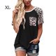 thumbnail image 1 of Qarigey Camiseta de mujer Blusa de cuello Blusa Estampado Estampado Top de manga corta Prendas para la parte del cuerpo Negro XL Qarigey AP003189-04, 1 of 3