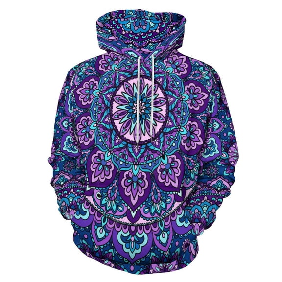 Mandala Purple Oversized Hoodies for Women Pullover Womens Clothes with Pocket Mens Ultimate Pullover Hoodie Sweatshirt S-6XL