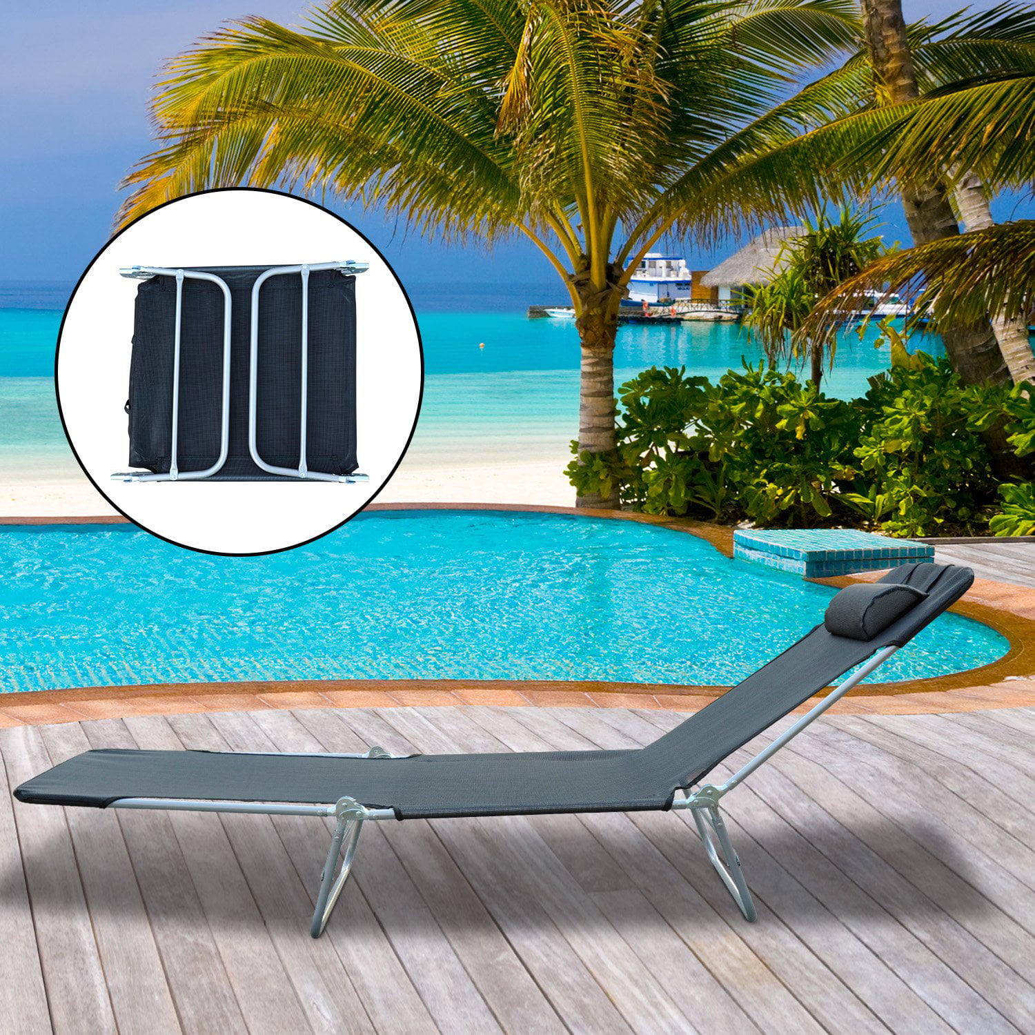 Aluminum Lightweight Outdoor Patio Folding Chaise Lounge Chair