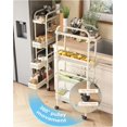 thumbnail image 2 of Slim Storage Cart 4 Tier with Pull Out Basket Bathroom Organizer Rolling cart, Rolling Utility Cart Slide Out Organizer for Kitchen, Bathroom, Laundry White, 2 of 16