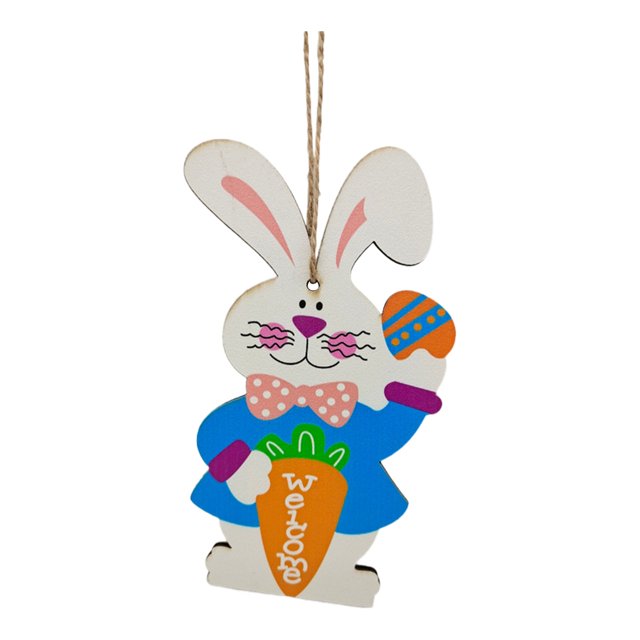 Mohdy Easter Cartoon Wooden Ornaments,Easter Cartoon Wooden Crafts Pendants Home Diy Decorations Rabbit Decoration,Include:1X Pendant,Material:Wood