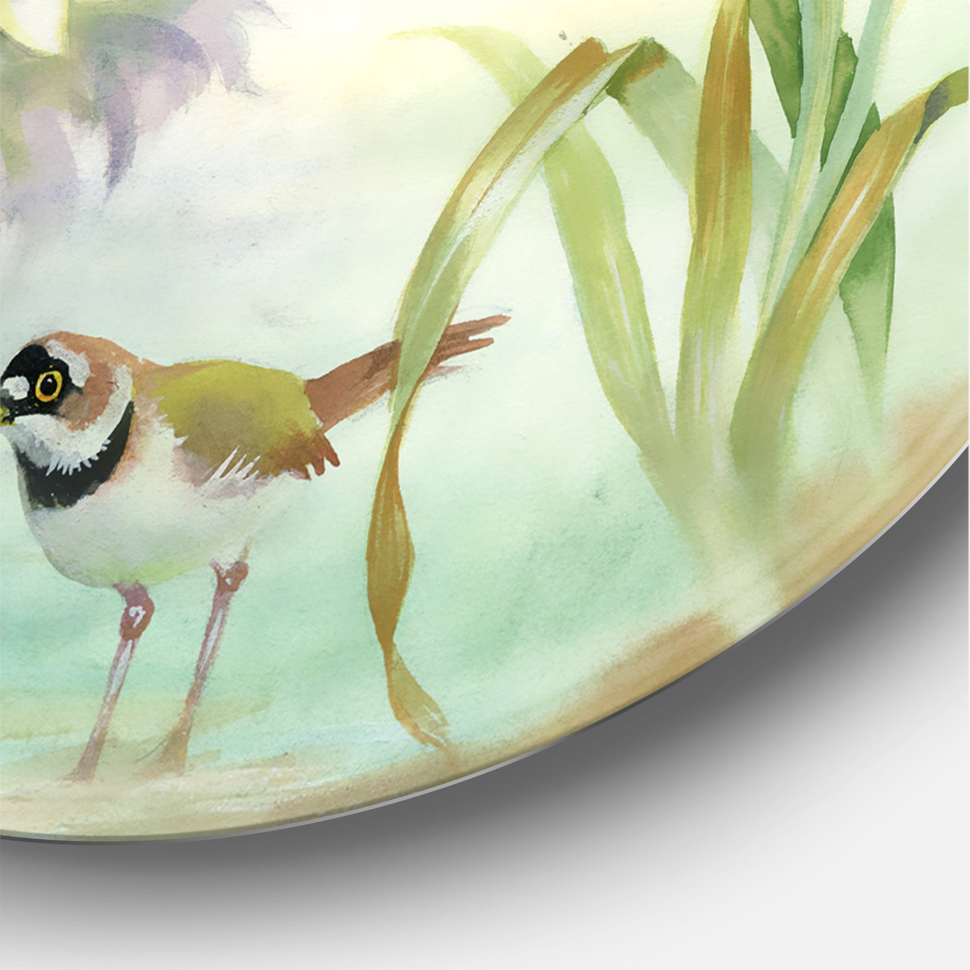 Designart 'Birds and Flowers In Rustic Scenery' Traditional Circle Metal Wall Art 11x11 - Disc of 11