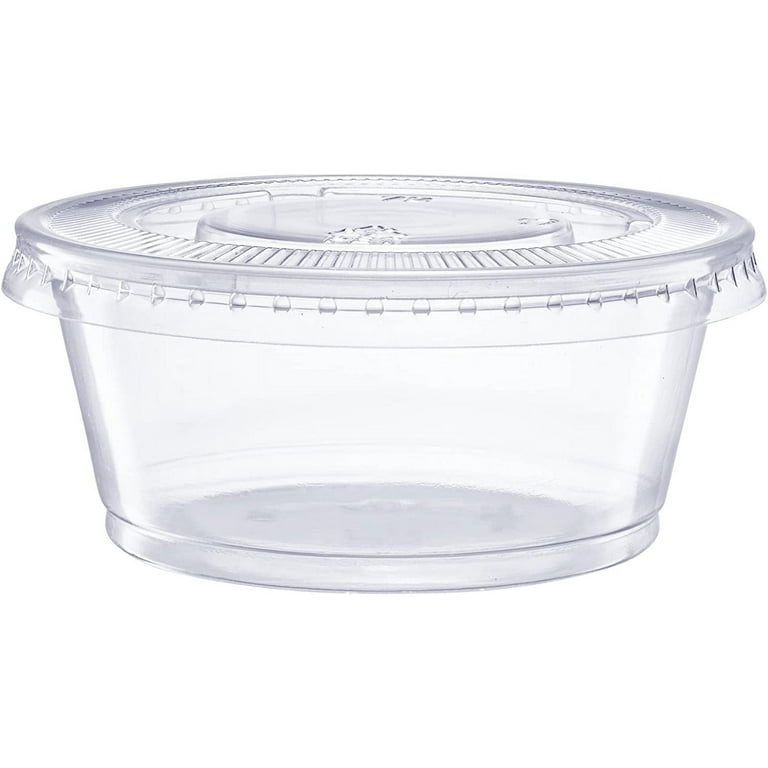 3.25 oz. Plastic Disposable Portion Cups with Lids - Souffle Cups