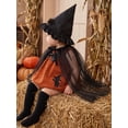 thumbnail image 5 of RUINIXCW Newborn Baby Girl Halloween Witch Costume Infant Girl Cosplay Party Outfit Orange Sleeveless Corduroy Tops Tulle Cloak Witch Hat Set, 5 of 10