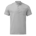 thumbnail image 5 of toraway Summer Clothes Men T Shirts Men Spring and Summer Solid Top Shirt Casual Cotton Linen Stand Top Plus Size Vacation Pocket Short Sleeve Shirt Z240706-Grey M, 5 of 5