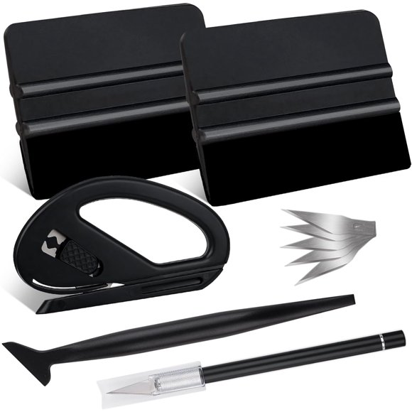 HAHADAXA Vinyl Wrap Tool Kit,Black Window Tint Tool with Felt Squeegee,Corner Squeegee,Vinyl Cutter and Hobby Knife for Car Wrapping,Vinyl Application