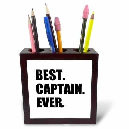 3dRose Best Captain Ever. for ship boat sailing army police starship captains, Tile Pen Holder, (Best Calendar App For Small Business)