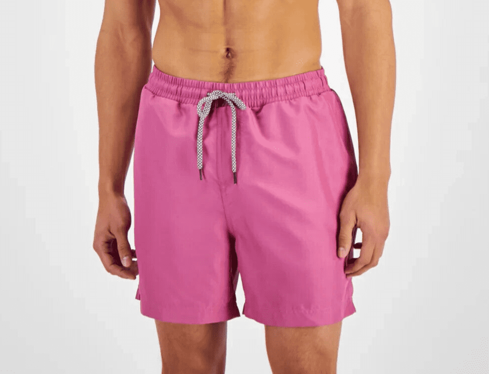 I.N.C. Men's NEW Solid Fiery Pink 5" Quick Dry Swim Shorts Trunks M Medium