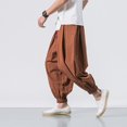 thumbnail image 4 of CENL Fashion Oversize Men Loose Harem Pants Linen Sweatpants Casual Trousers Male, 4 of 9