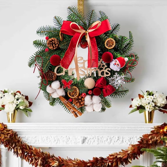 18-Inch Christmas Wreath with Golden Balls, Pinecone Accents for Door and Window Holiday Decor Multicolor