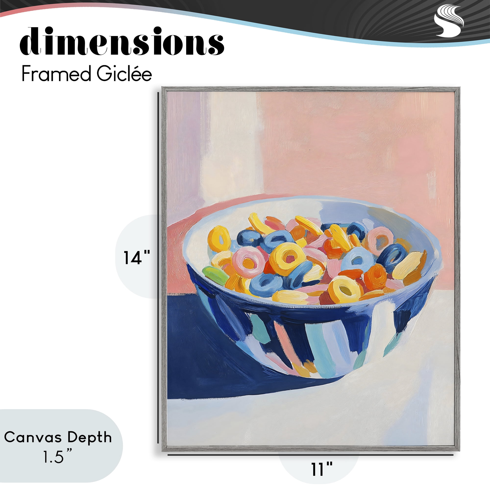 Stupell Industries Colorful Cereal Bowl Gray Framed Giclee Art, design by The Prints Vibe