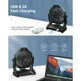 thumbnail image 3 of Camping Fan with LED Lantern, 10400mAh 9-Inch Rechargeable Battery Powered Fan with 270°Head Rotation, Stepless Speed and Quiet Battery Operated Tent Fan for Picnic, Barbecue, Fishing, Travel, Home, 3 of 6