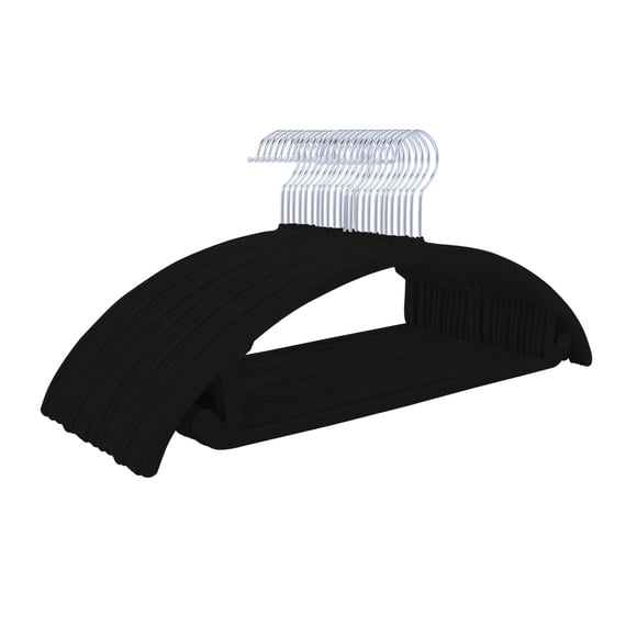 MIZGI Perchas de terciopelo premium (paquete de 50) resistentes, antideslizantes, sin hombros, ganchos cromados, perchas para ropa que ahorran espacio, perchas redondeadas para abrigos, suéteres, chaq