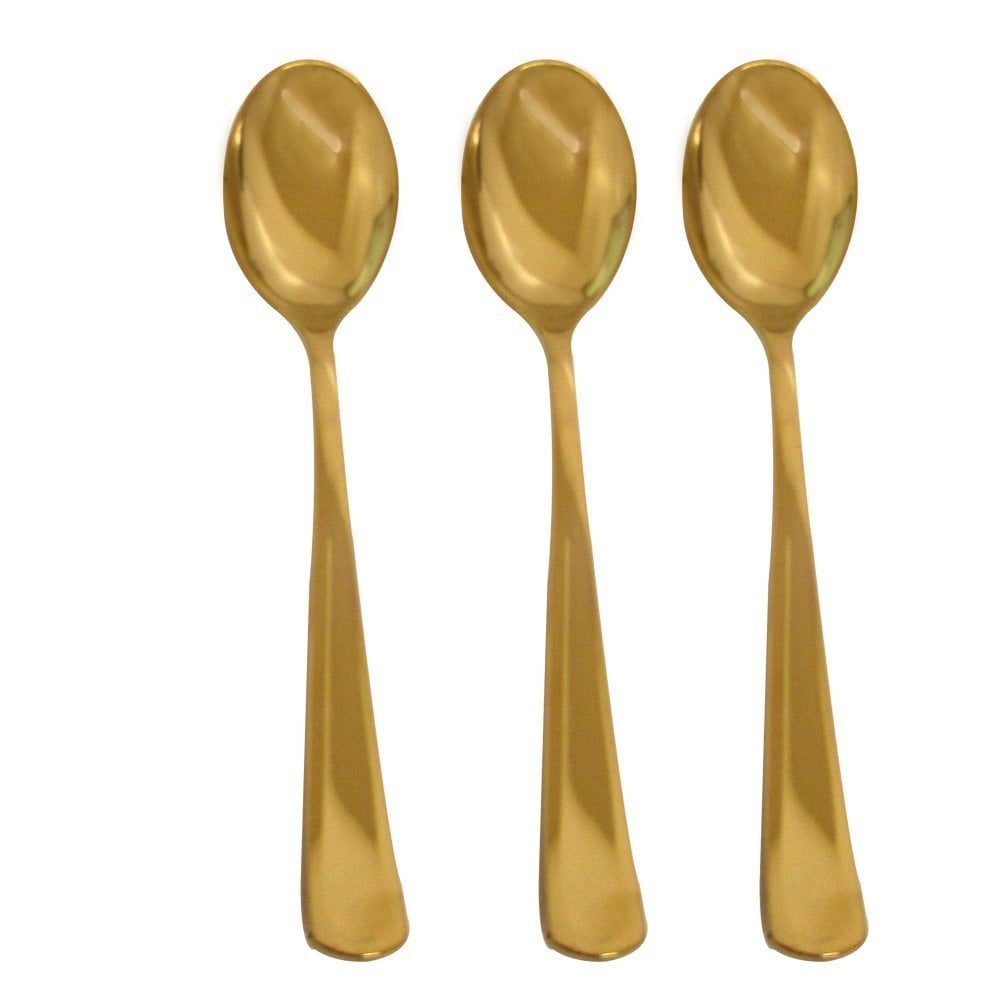 The Goal Is To Become A Gold Spoon 50 Gold Plastic Spoons, Elegant and Disposable Shiny Gold-Look Flatware