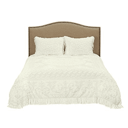 Queen Beatrice Home Fashions Channel Chenille Bedspread Ivory