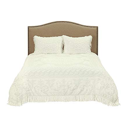 Full Beatrice Home Fashions Channel Chenille Bedspread White