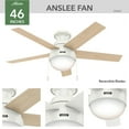 thumbnail image 3 of Hunter - Anslee Indoor Low Profile Ceiling Fan With Light, 46-inch, Fresh White, Modern-style, 3-speed WhisperWind Motor, 59269, for Living Rooms, Bedrooms, 3 of 14