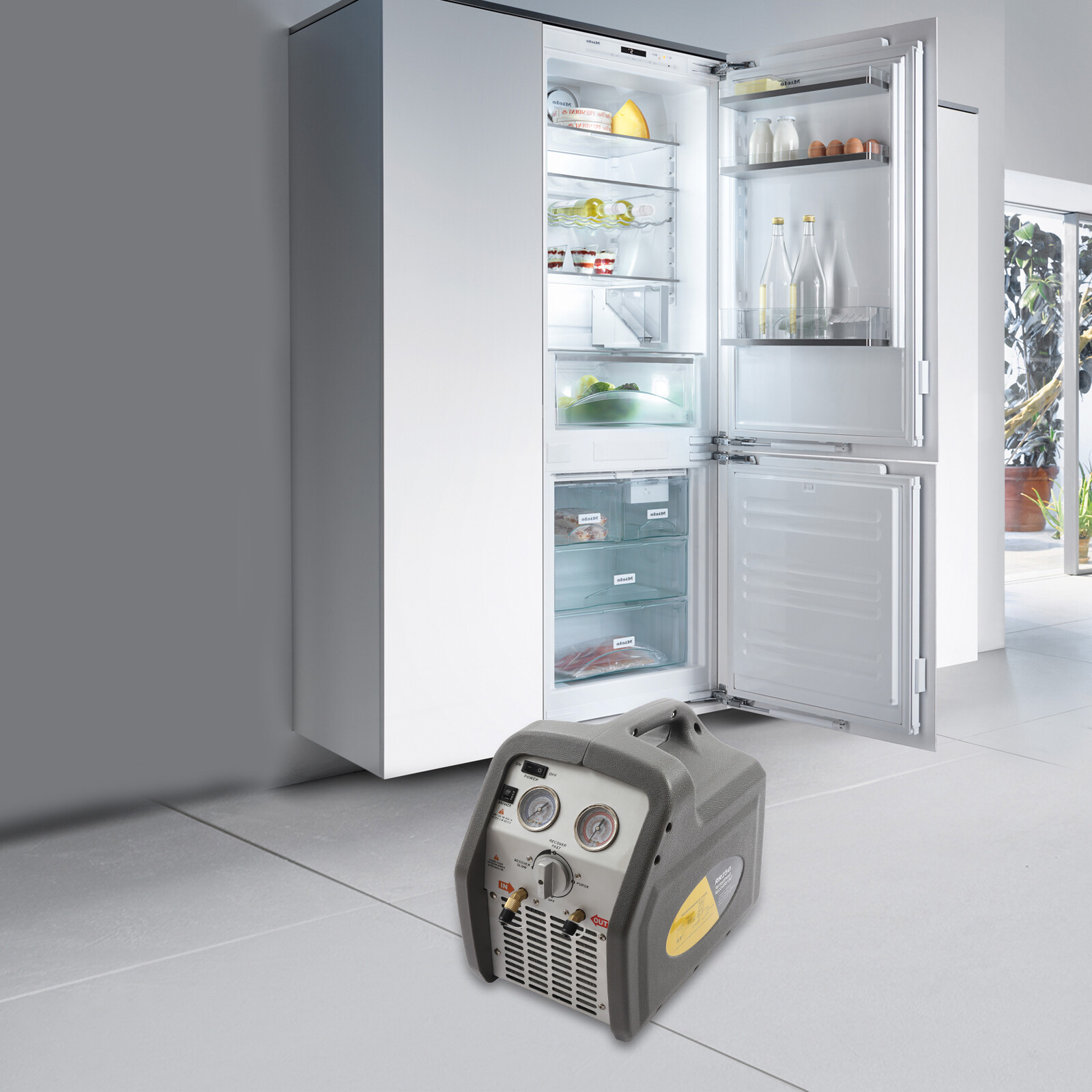 Portable Refrigerant Recovery Machine 3/4 HP Single Cylinder HVAC Recycling Tool Used in Ship Refrigeration Equipment, Heat Pump Refrigeration Equipment
